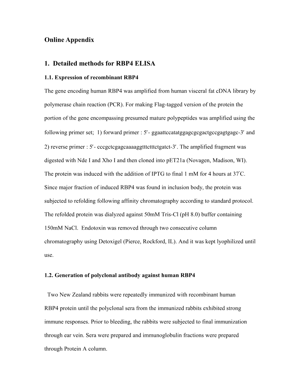 1. Detailed Methods for RBP4 ELISA