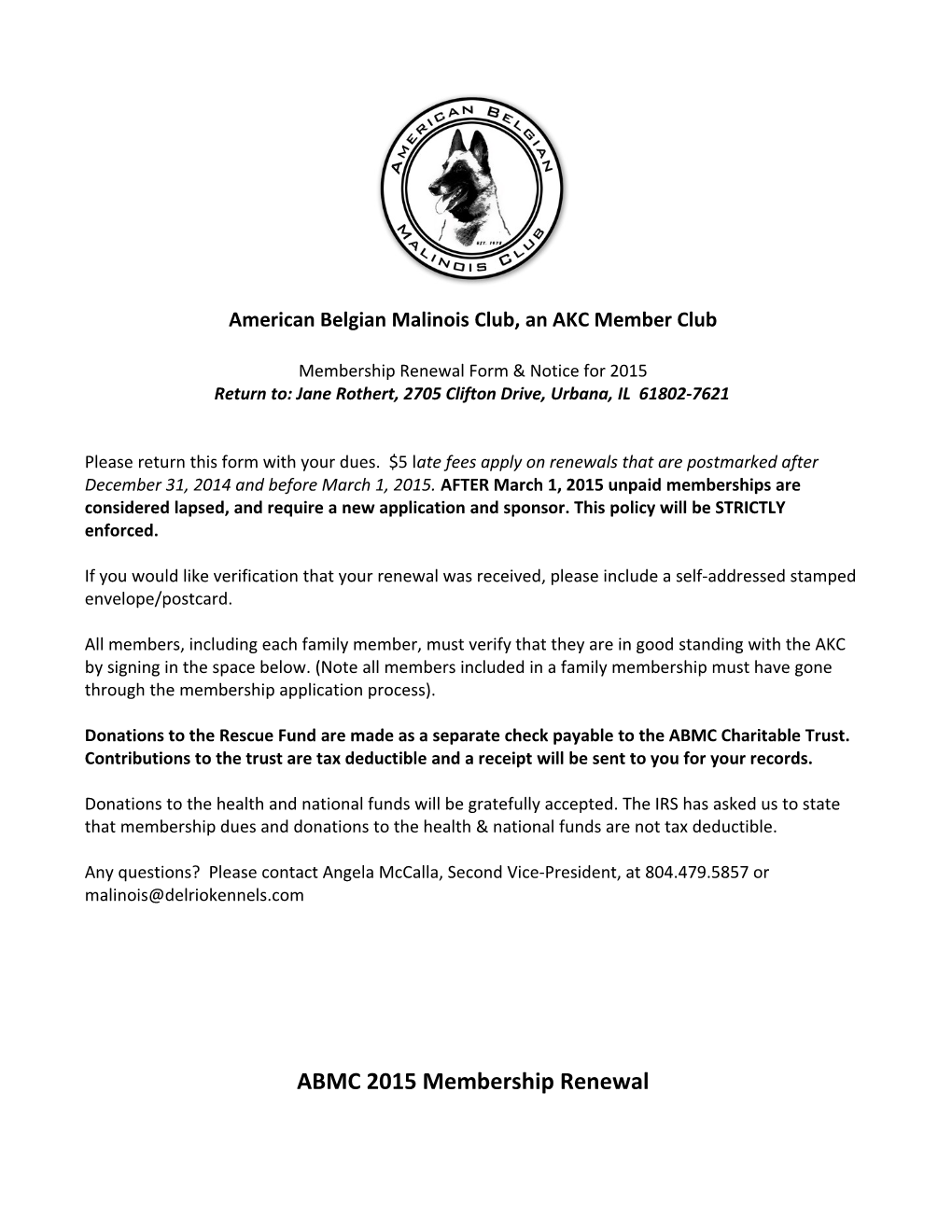 American Belgian Malinois Club, an AKC Member Club
