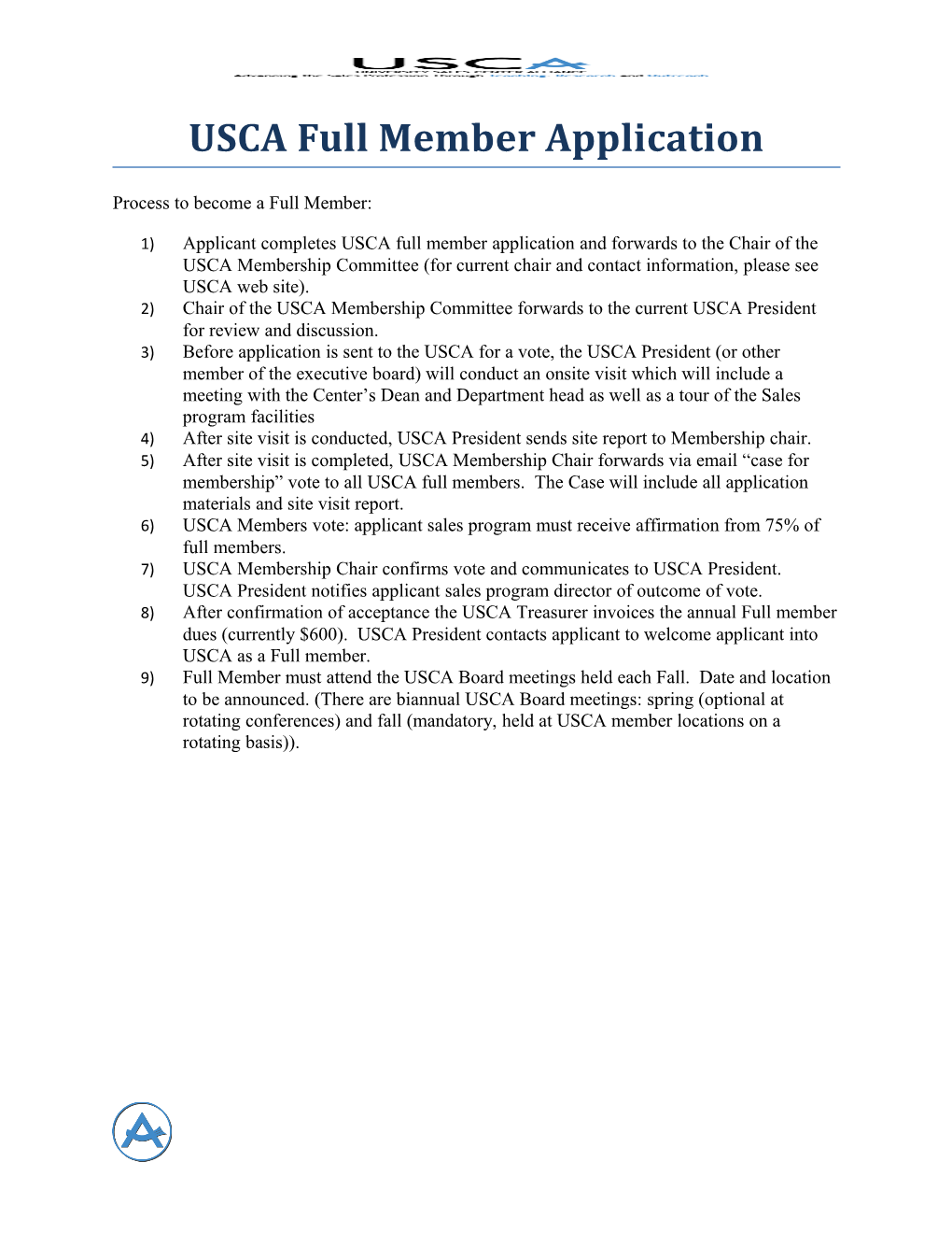 USCA Full Member Application