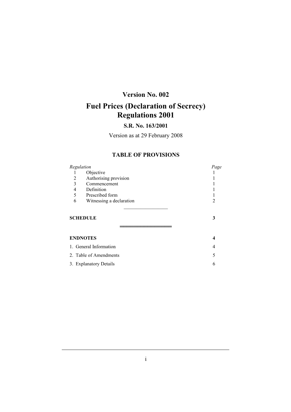 Fuel Prices (Declaration of Secrecy) Regulations 2001