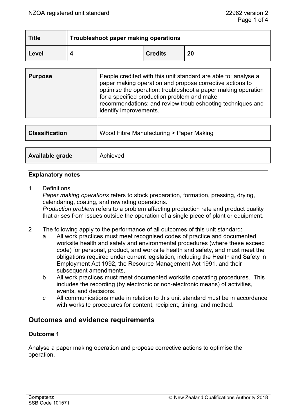 22982 Troubleshoot Paper Making Operations