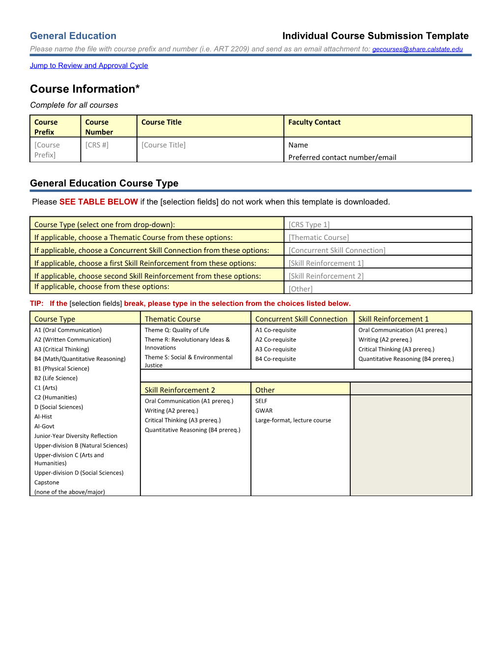 General Educationindividual Course Submission Template