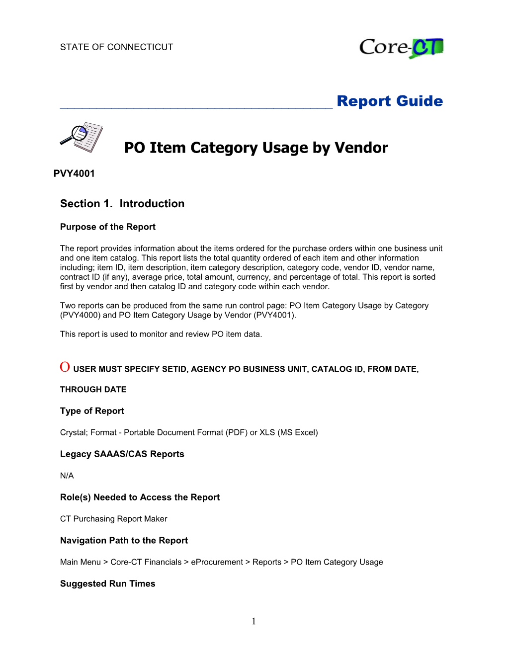 PO Item Category Usage by Vendor (PVY4001)