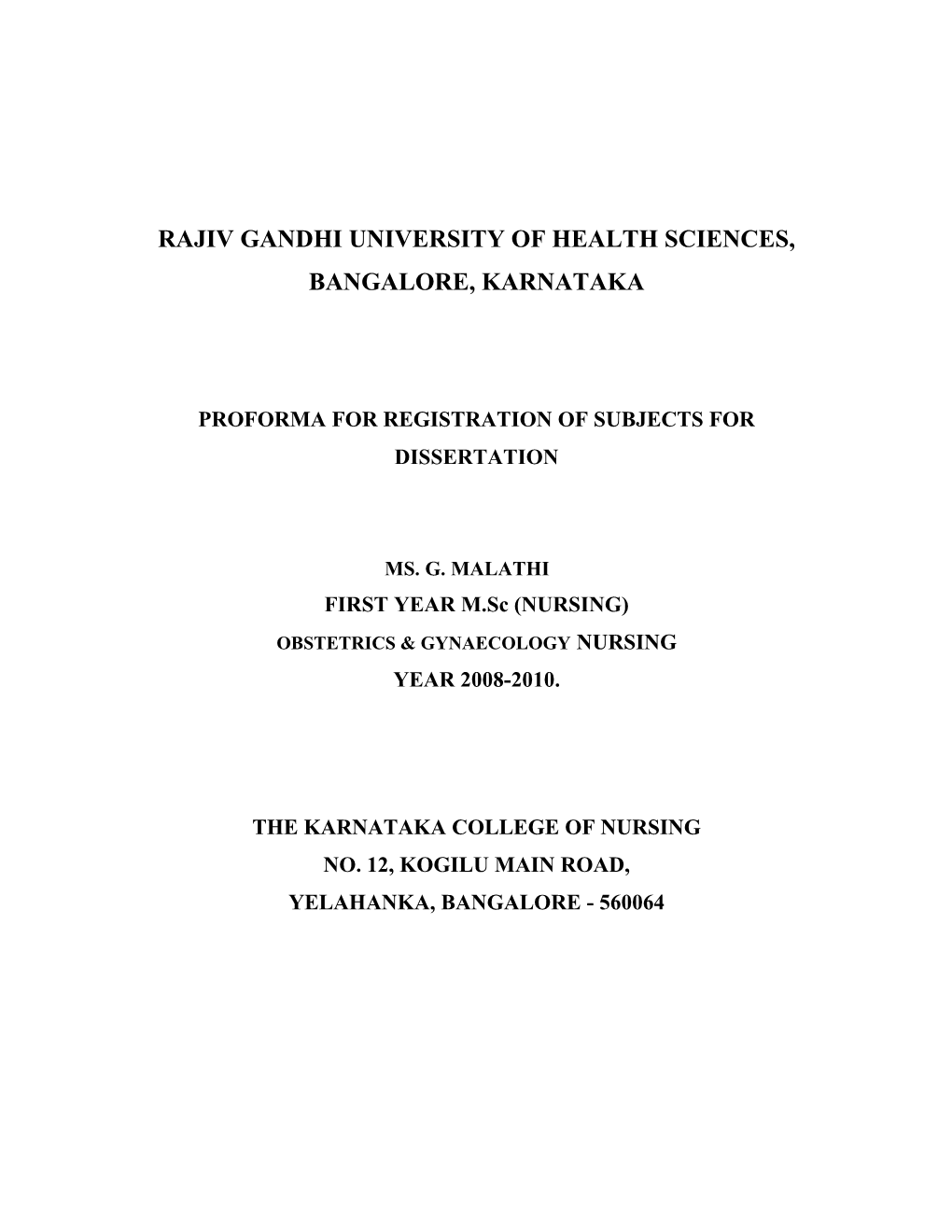 Rajiv Gandhi Uiversity of Health Sciences