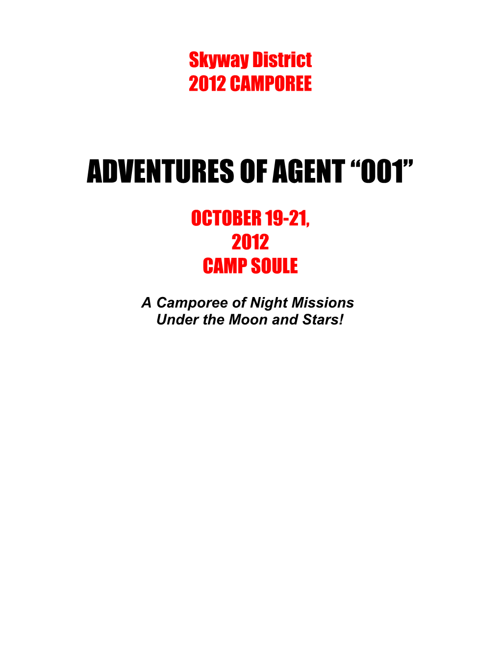 Mission Impossible Camporee Registration Packet