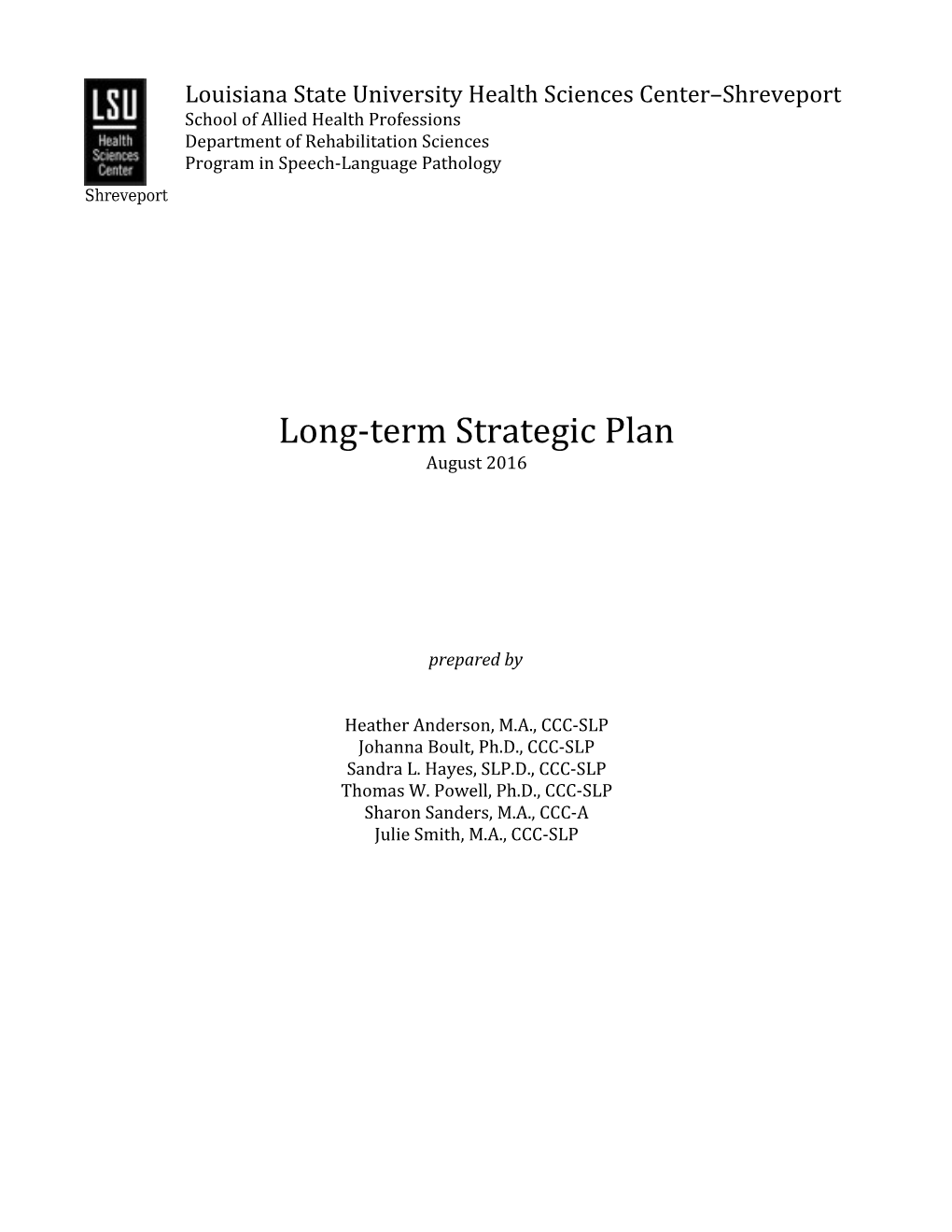 Long-Term Strategic Plan