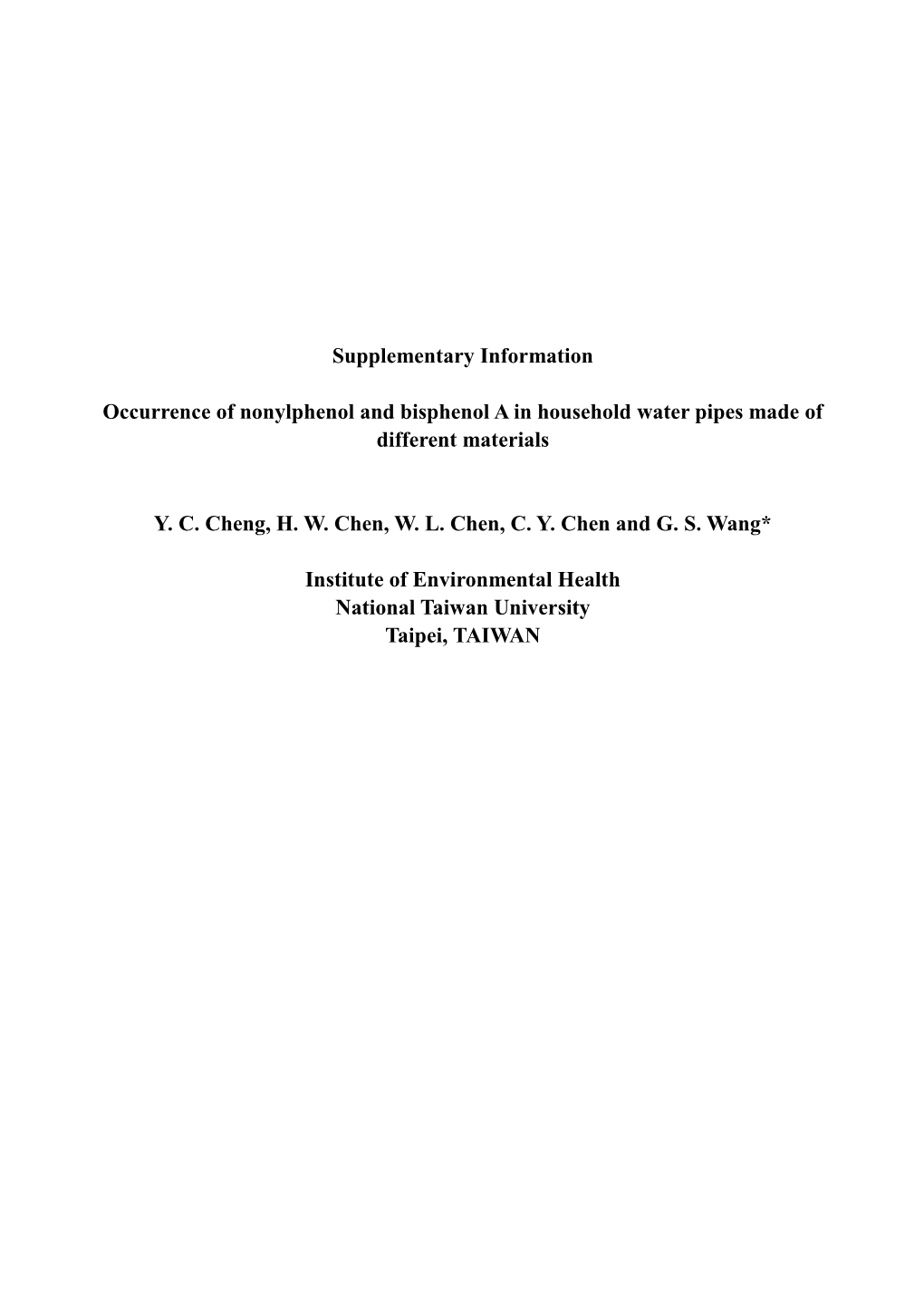 Occurrence of Nonylphenol and Bisphenol a in Household Water Pipes Made of Different Materials