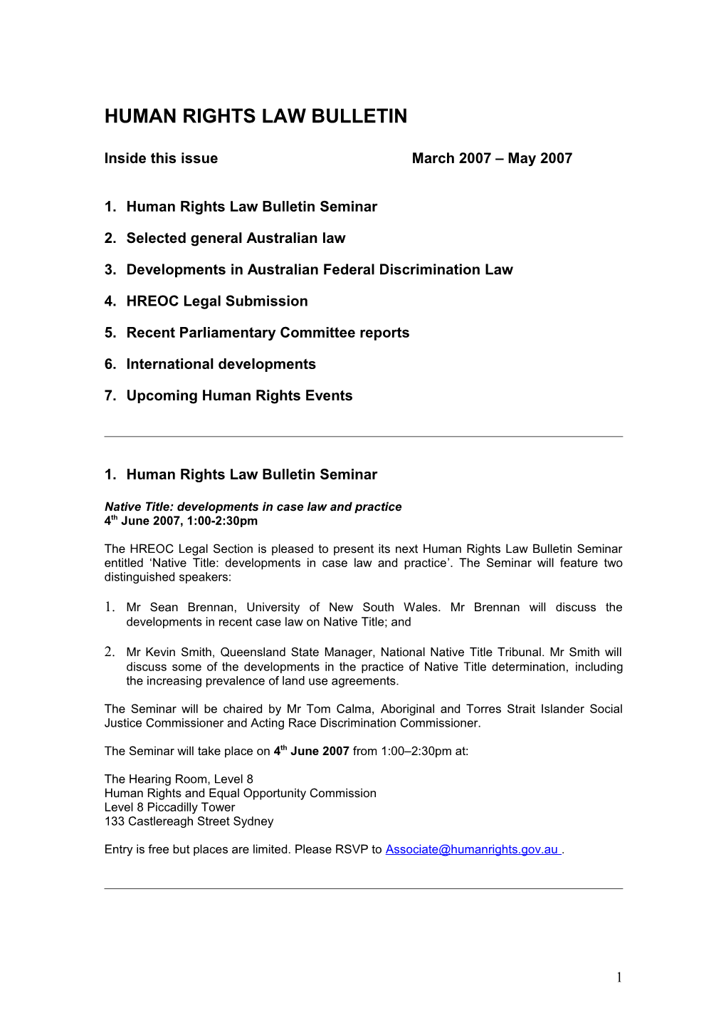 Human Rights Law Bulletin