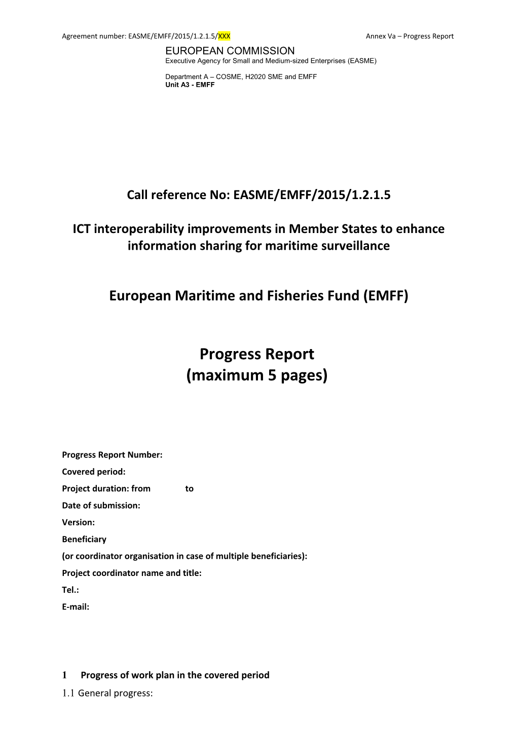 Call Reference No: EASME/EMFF/2015/1.2.1.5