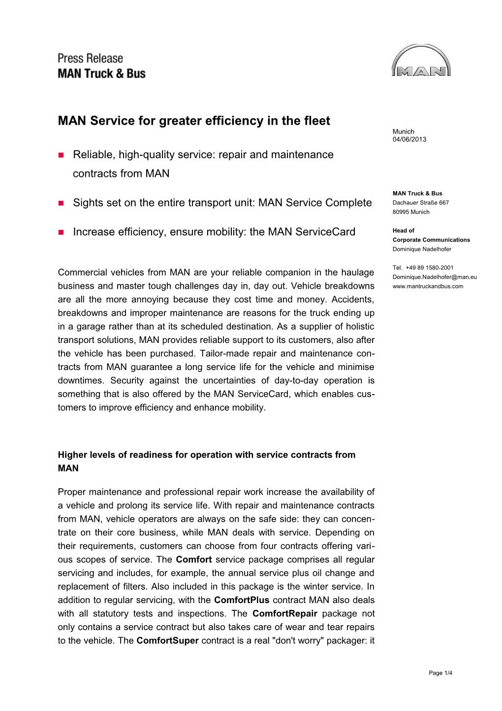 MAN Service for Greater Efficiency in the Fleet