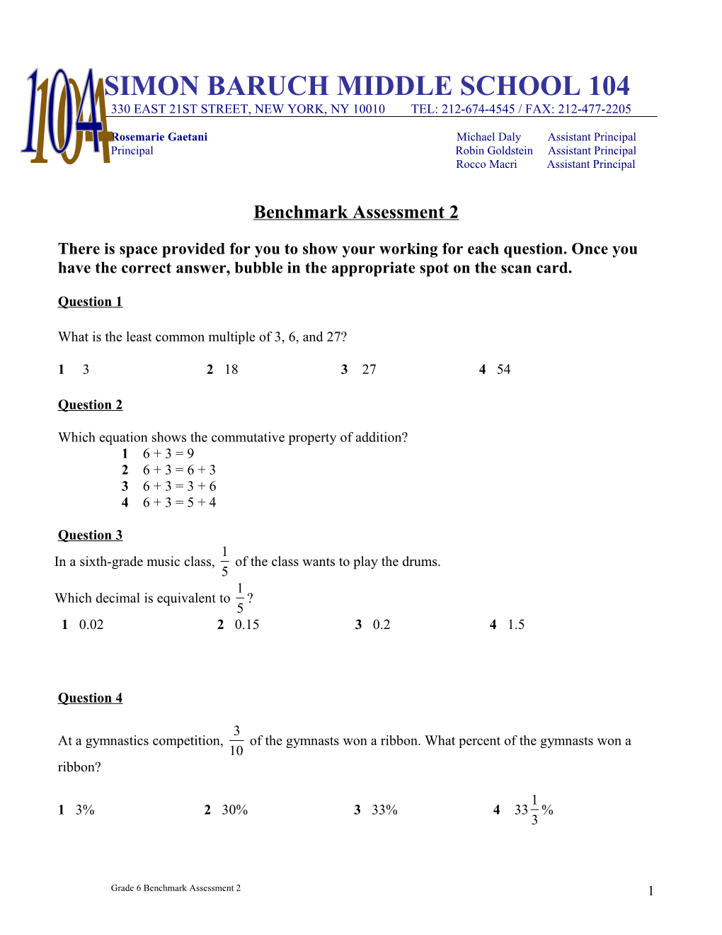 Simon Baruch Middle School 104