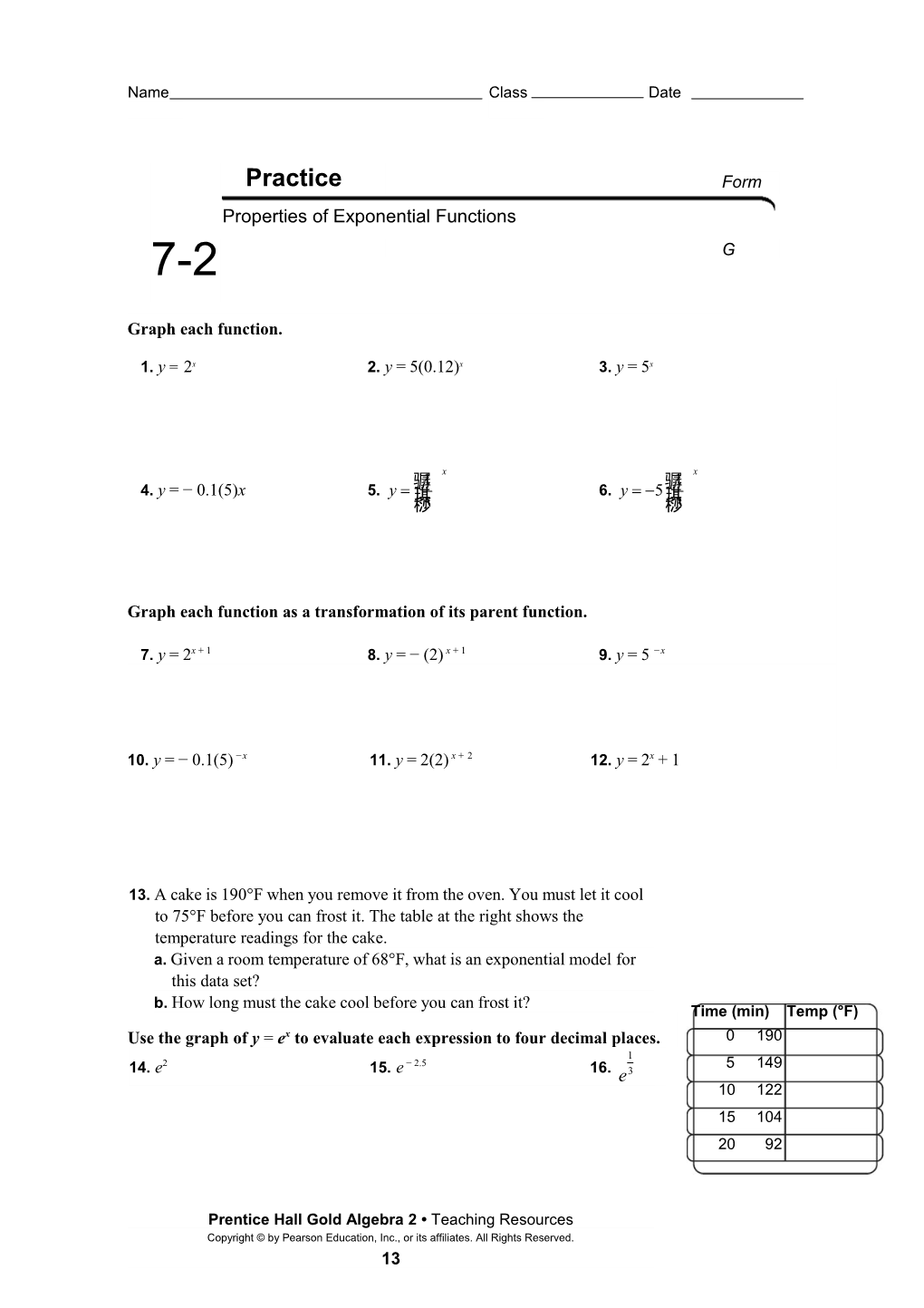 Graph Each Function As a Transformation of Its Parent Function