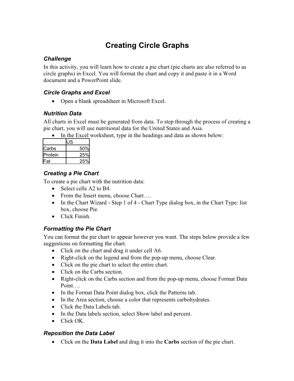 Creating Circle Graphs