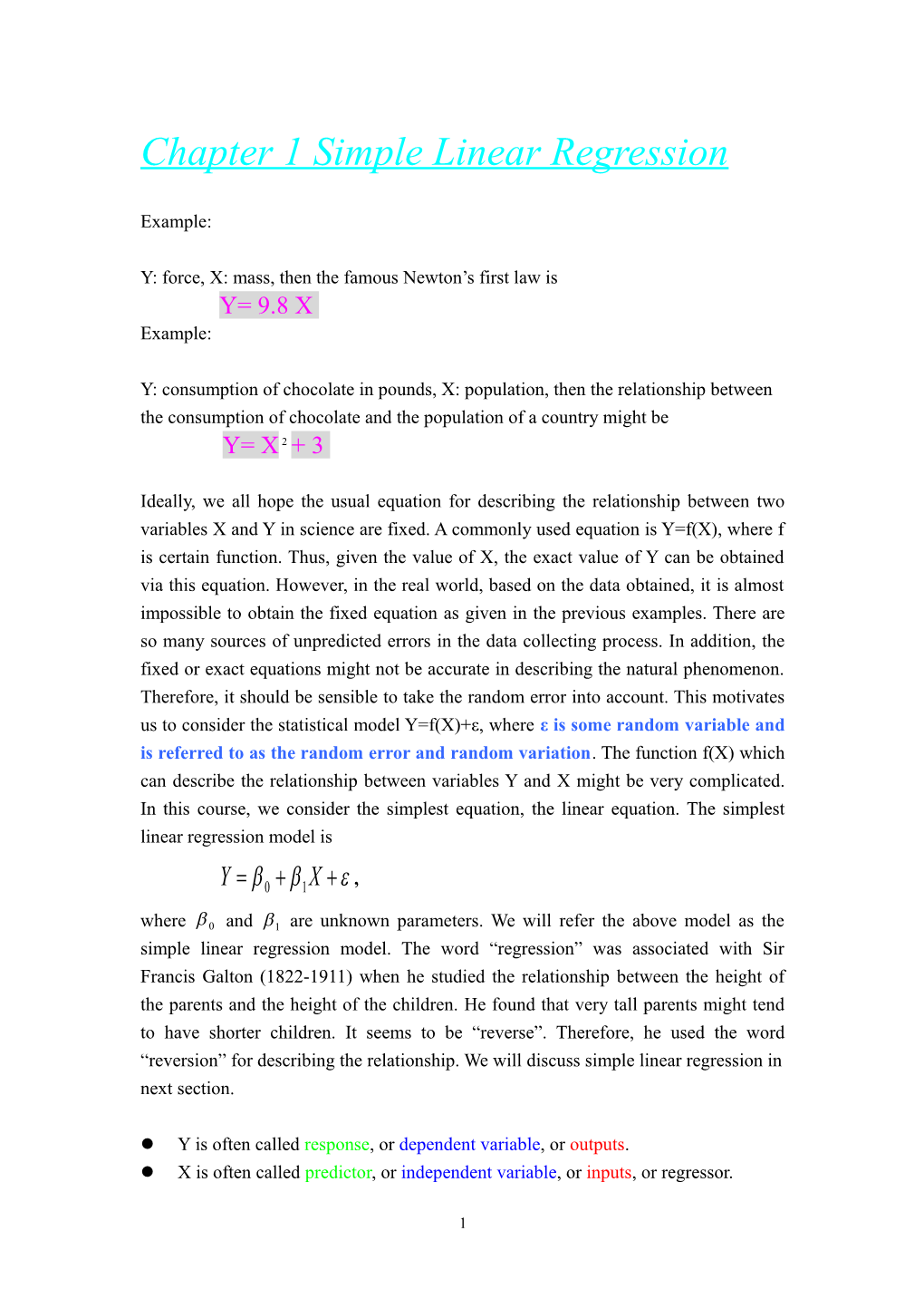 Chapter 1 Simple Linear Regression