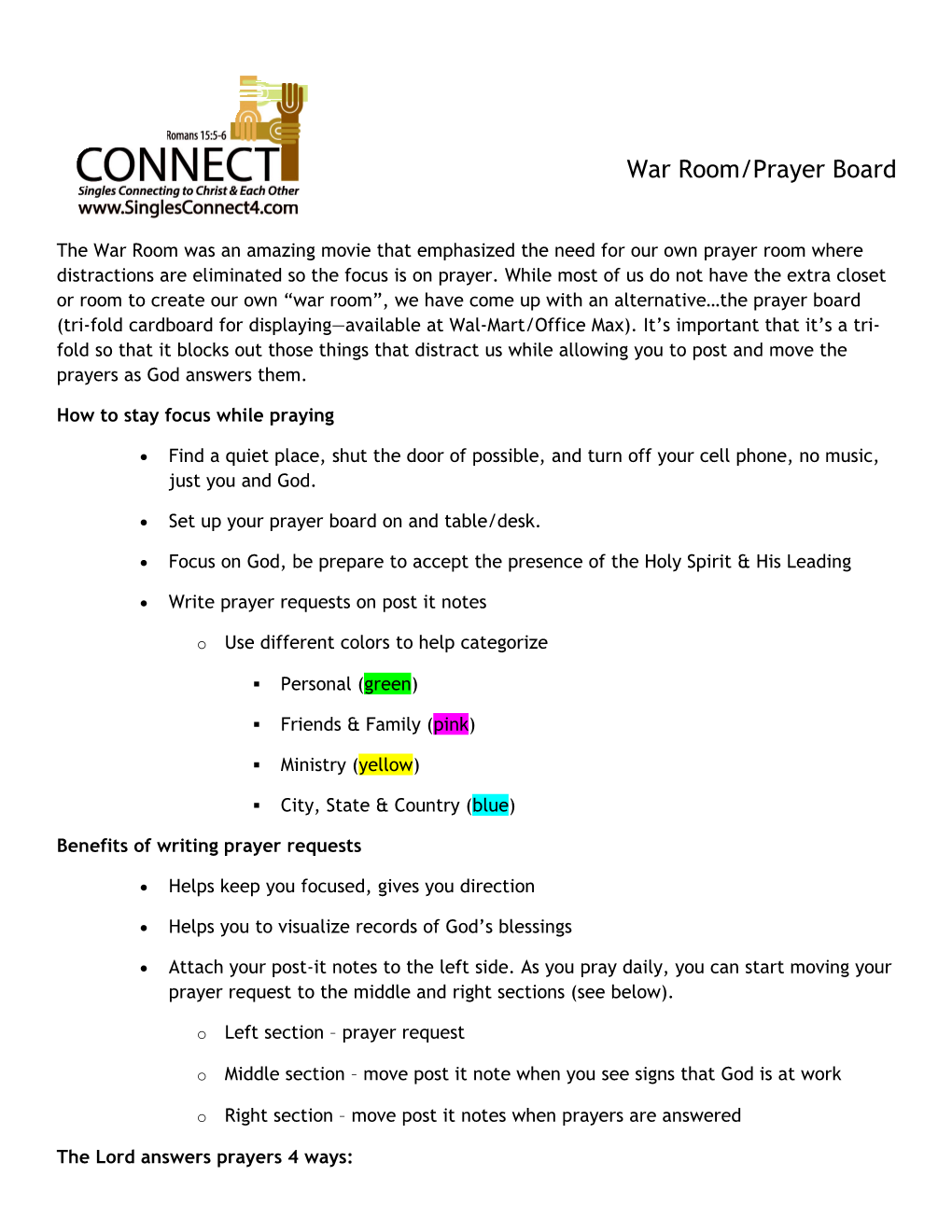 War Room/Prayer Board