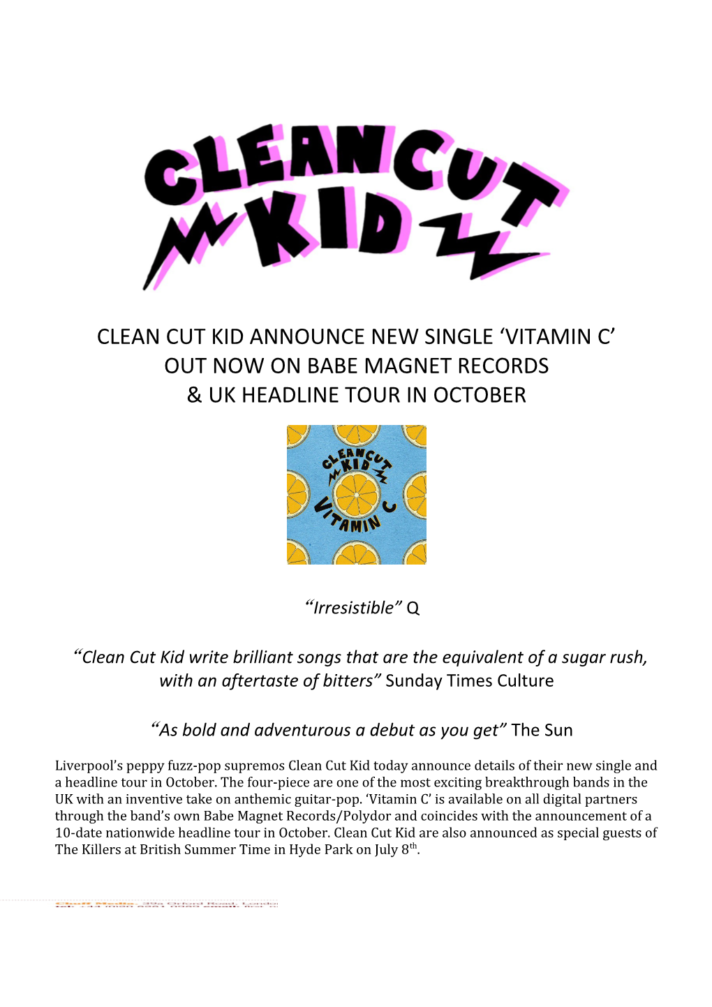 Clean Cut Kid Announce New Single Vitamin C