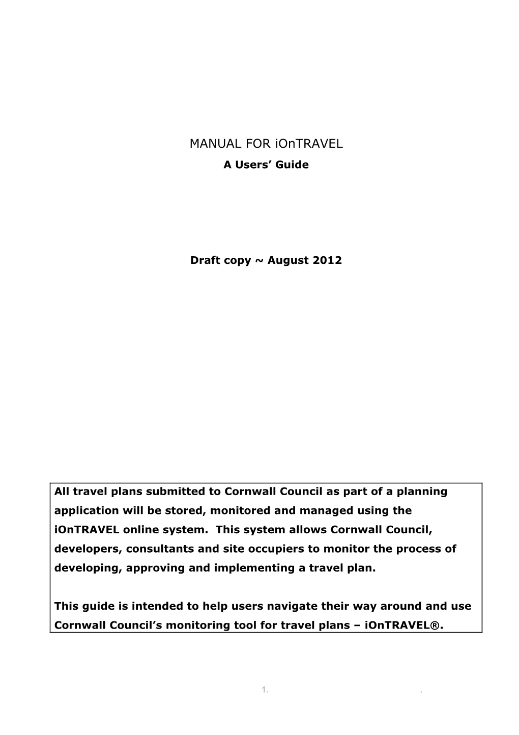 MANUAL for Iontravel