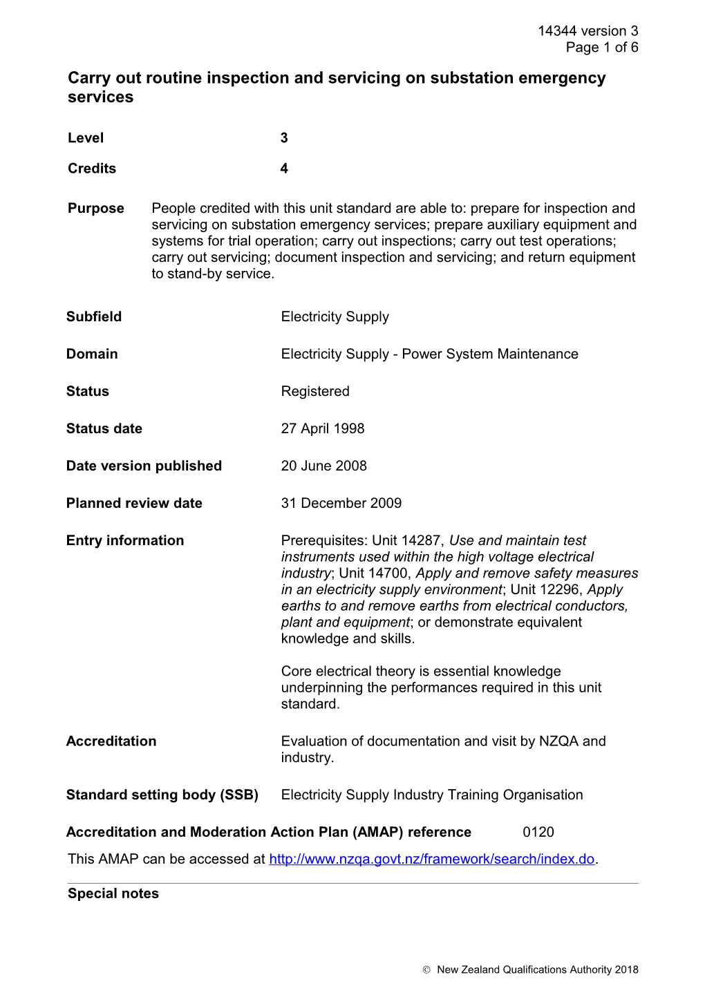 14344 Carry out Routine Inspection and Servicing on Substation Emergency Services