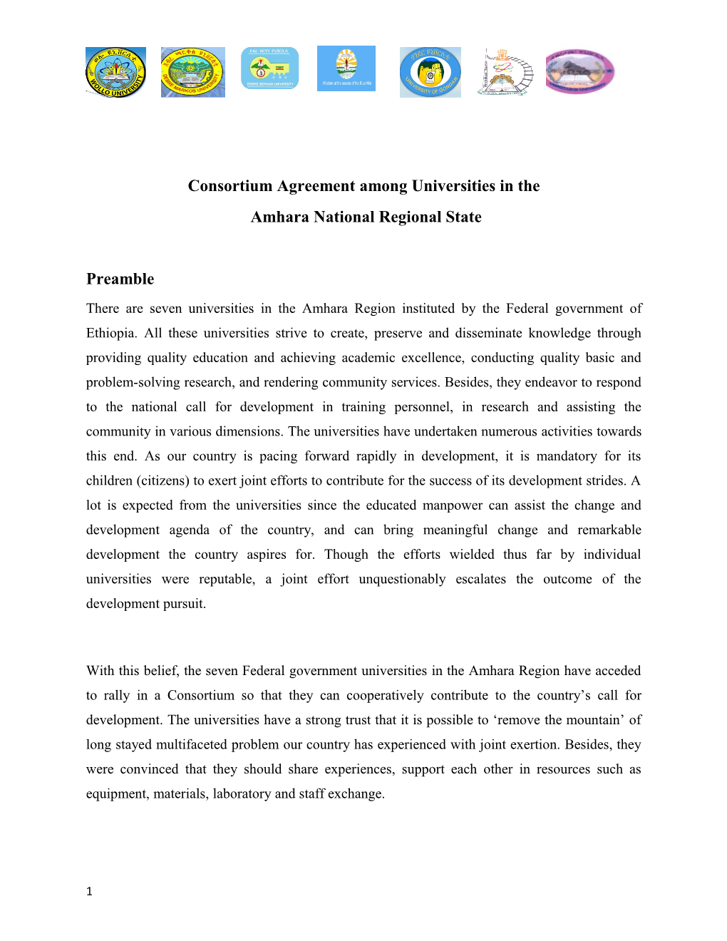 Consortium Agreement Among Universities in The