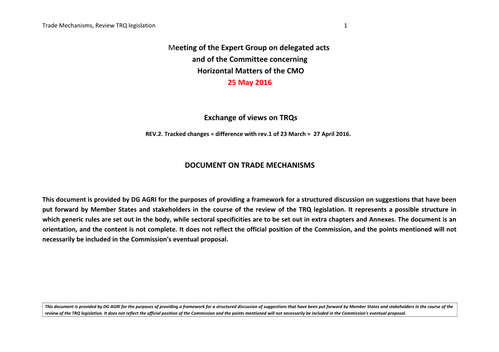 Trade Mechanisms, Review TRQ Legislation 1