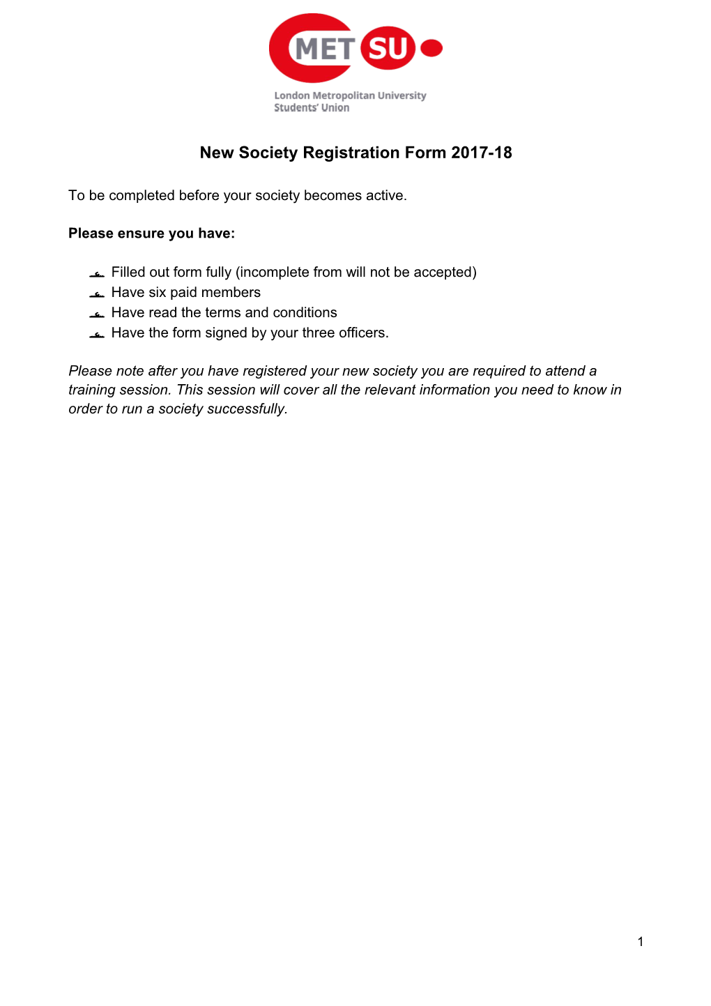 New Society Registrationform 2017-18