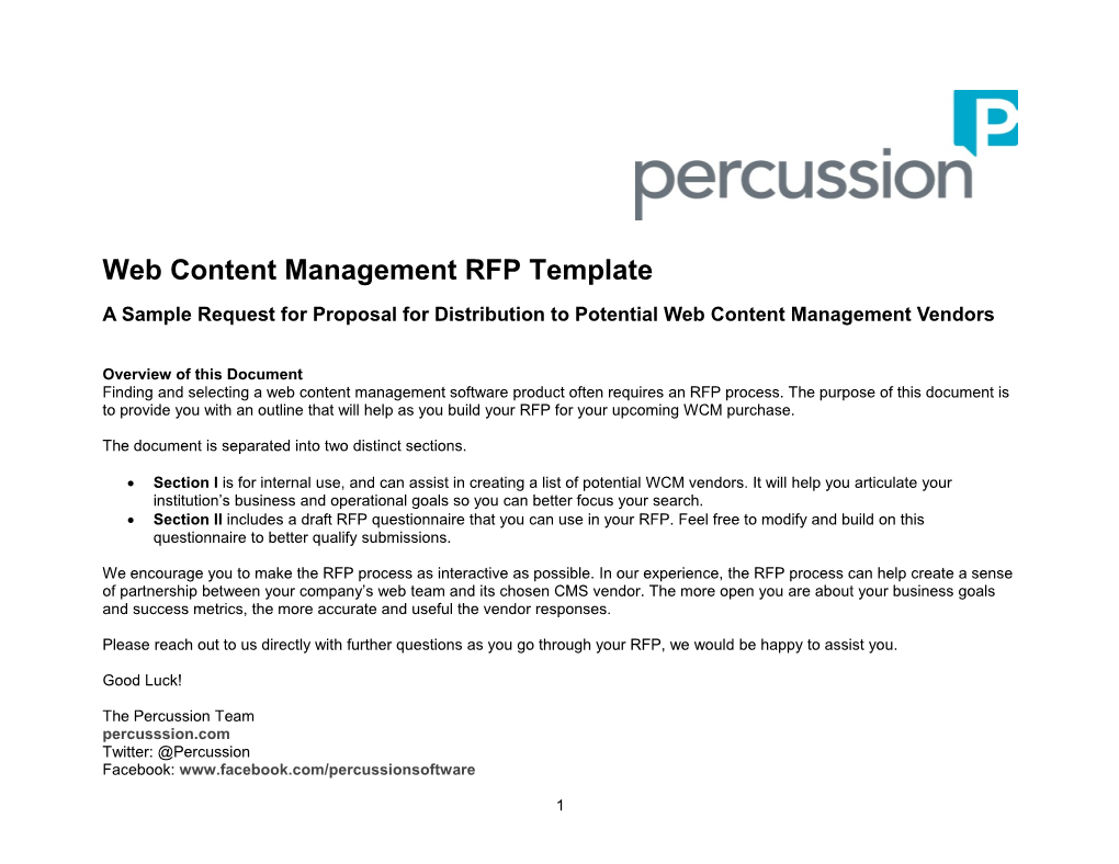 Web Content Management RFP Template
