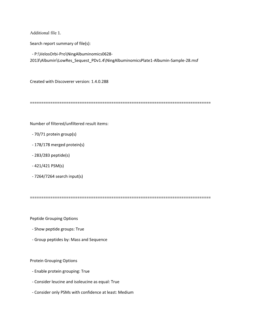 Search Report Summary of File(S)