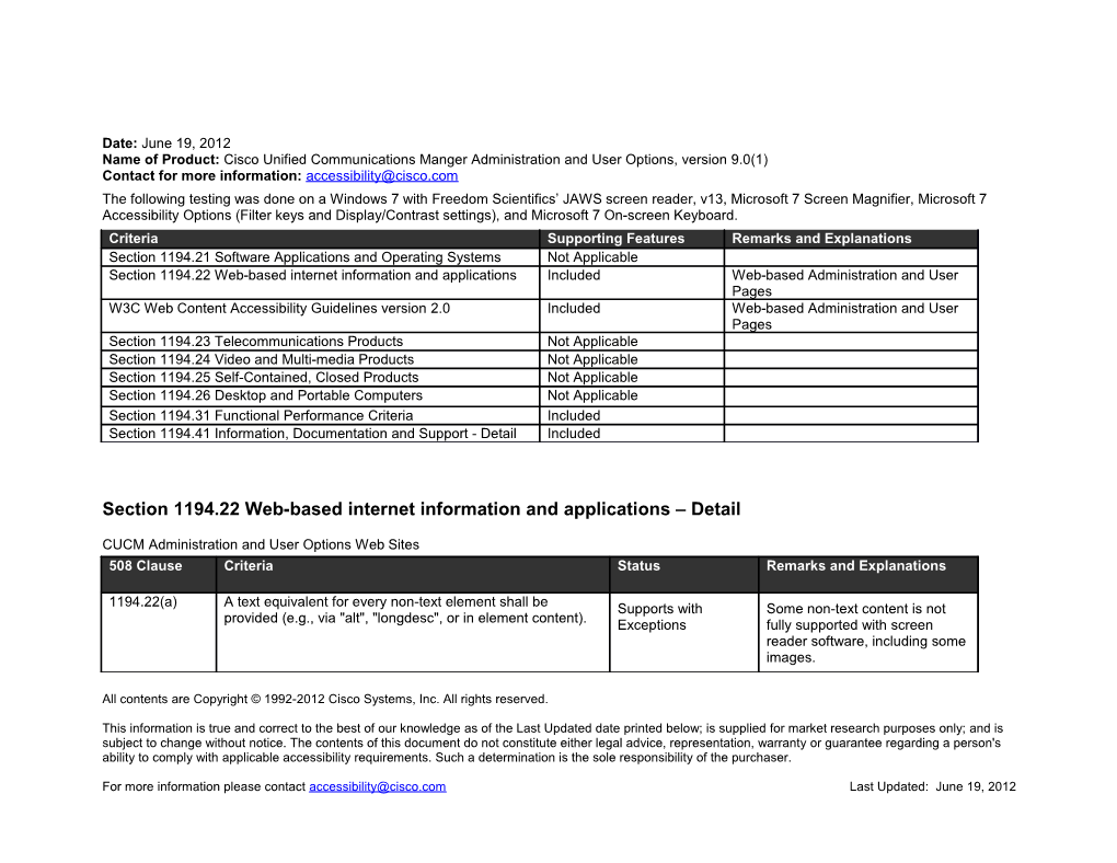 Section 1194.22 Web-Based Internet Information and Applications Detail