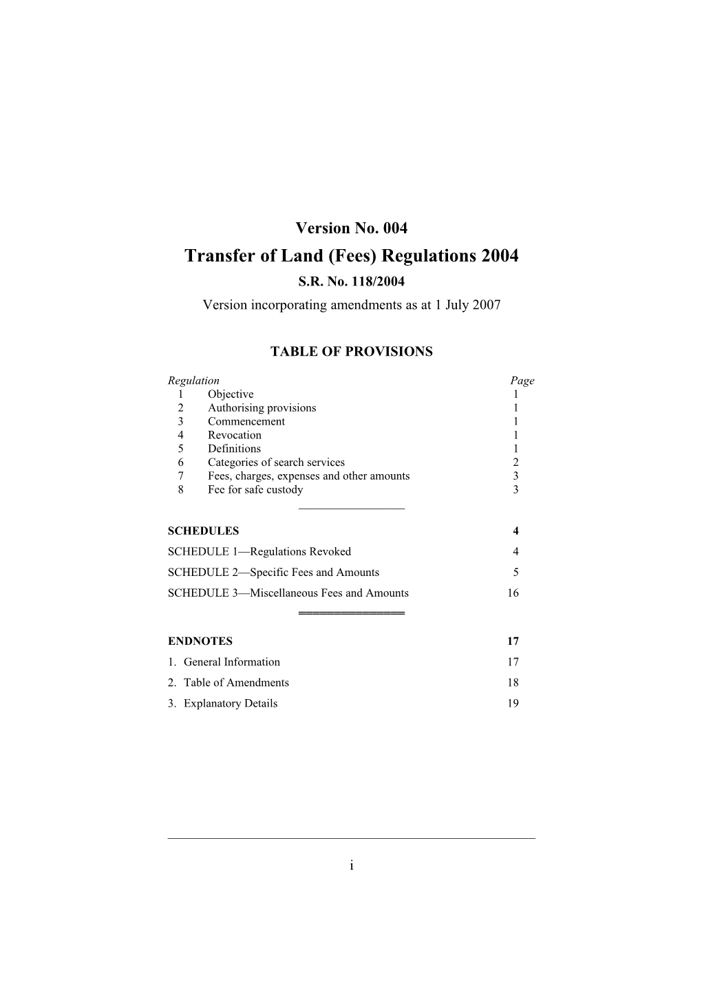 Transfer of Land (Fees) Regulations 2004