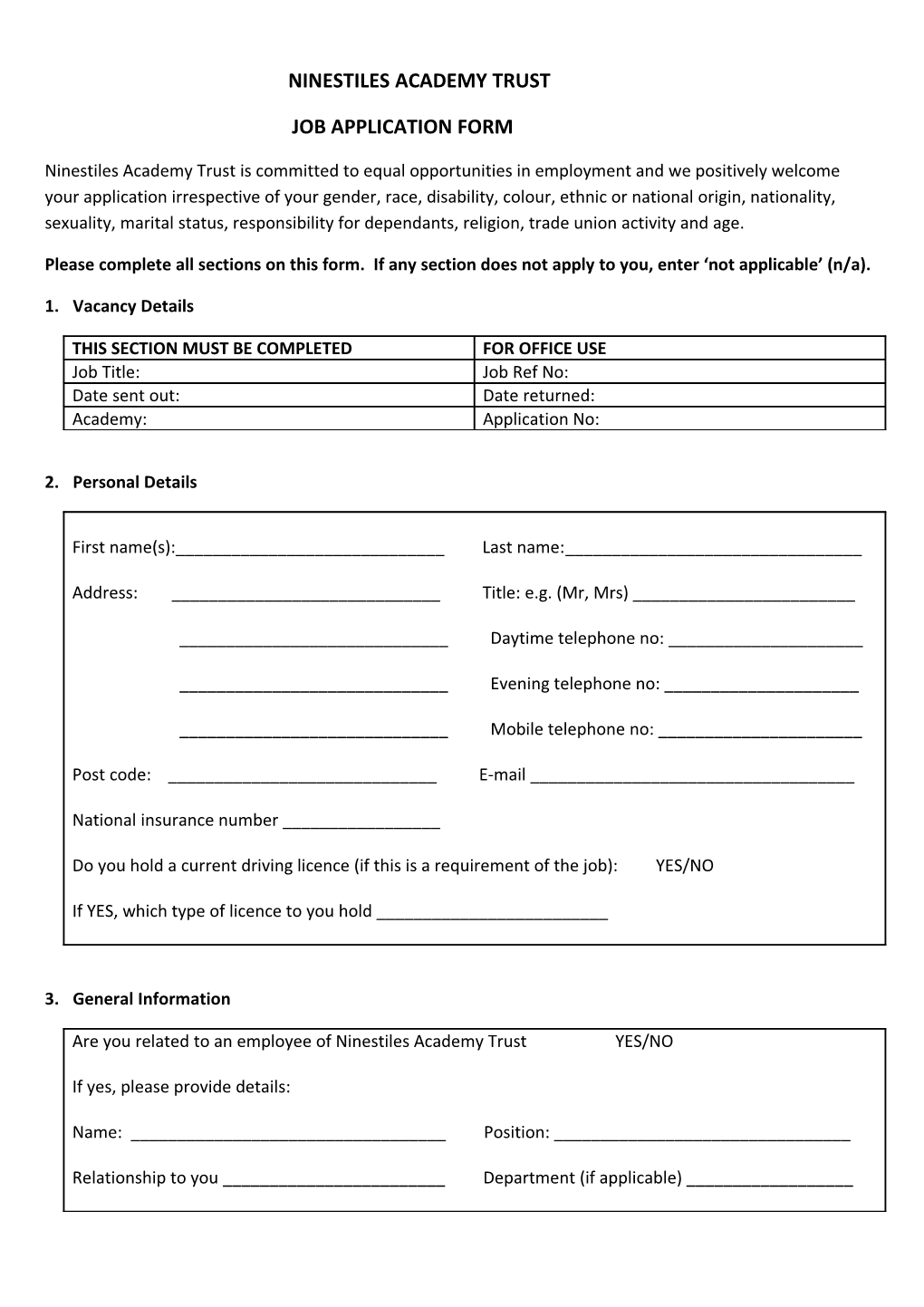Job Application Form s20