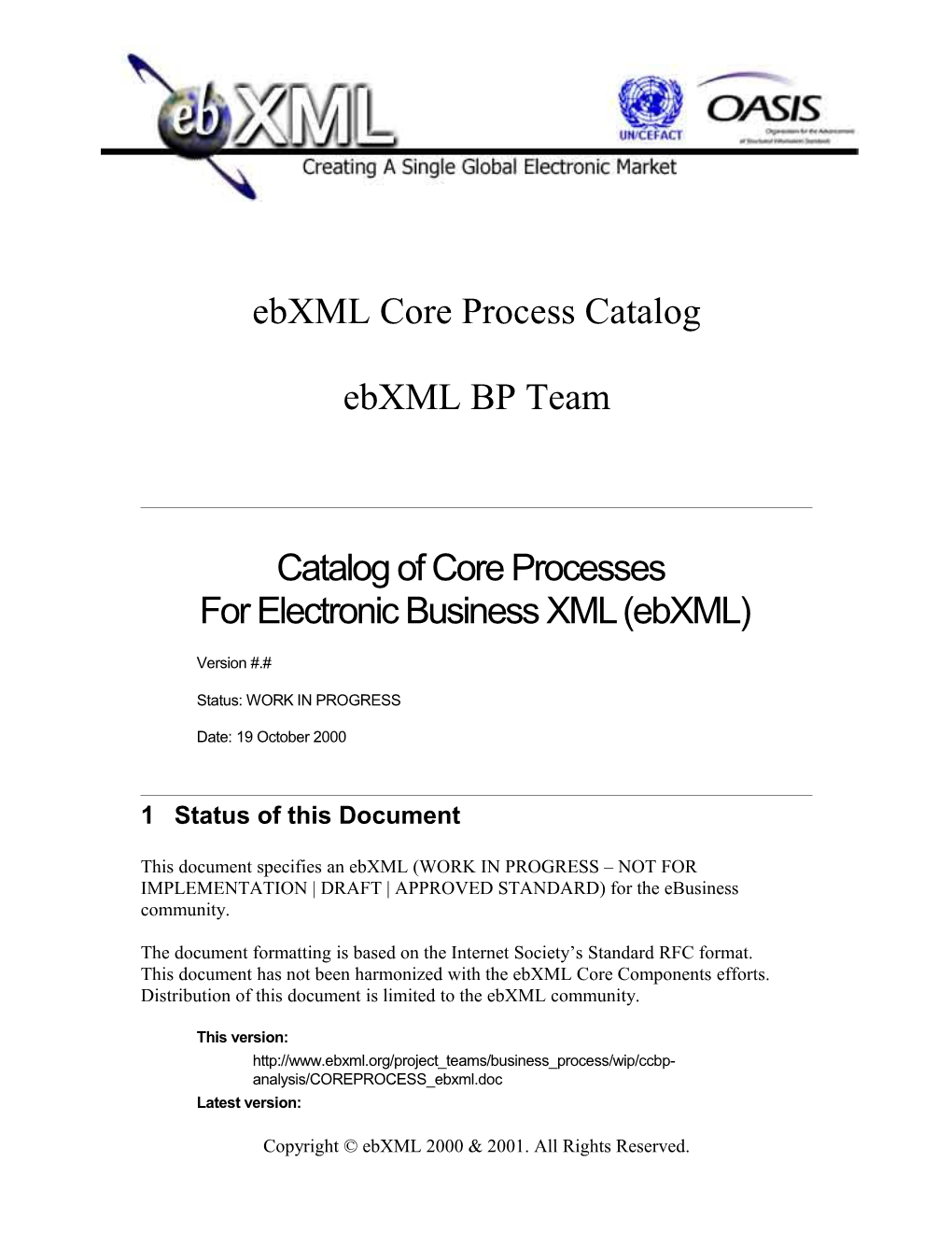 Ebxml Core Process Catalog