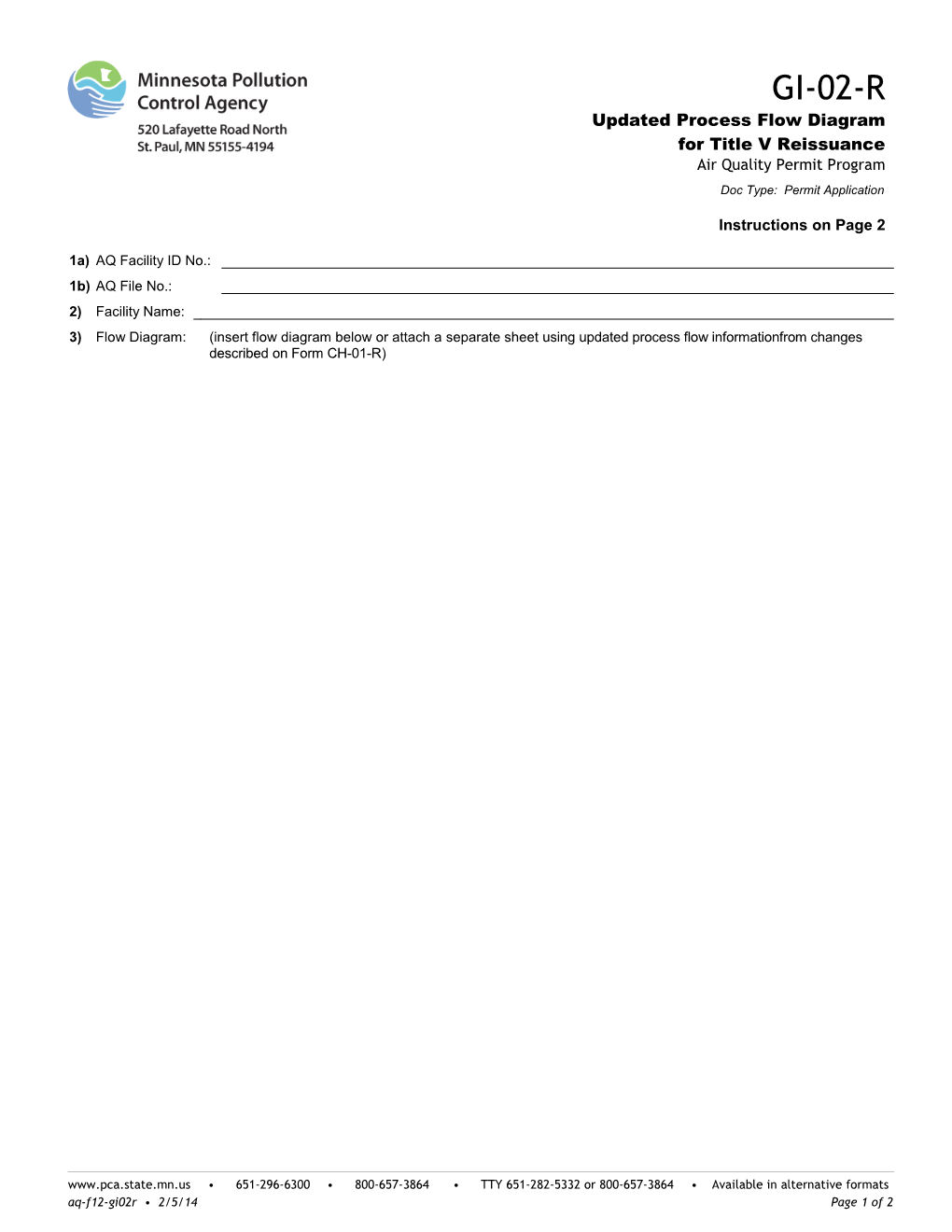 GI-02-R Updated Process Flow Diagram for Title V Reissuance Air Quality Permit Program - Form