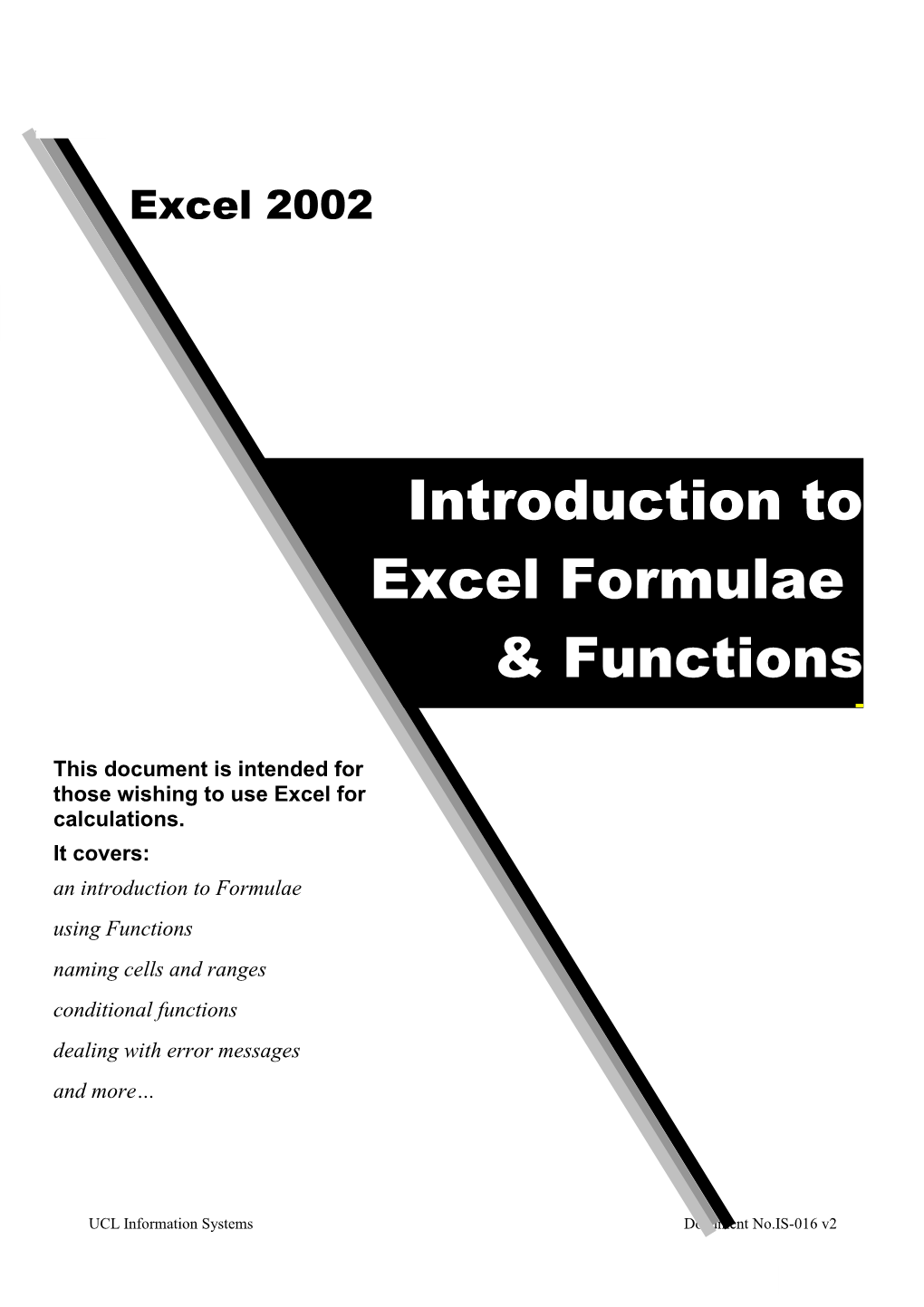 Introduction to Excel Formulae & Functions