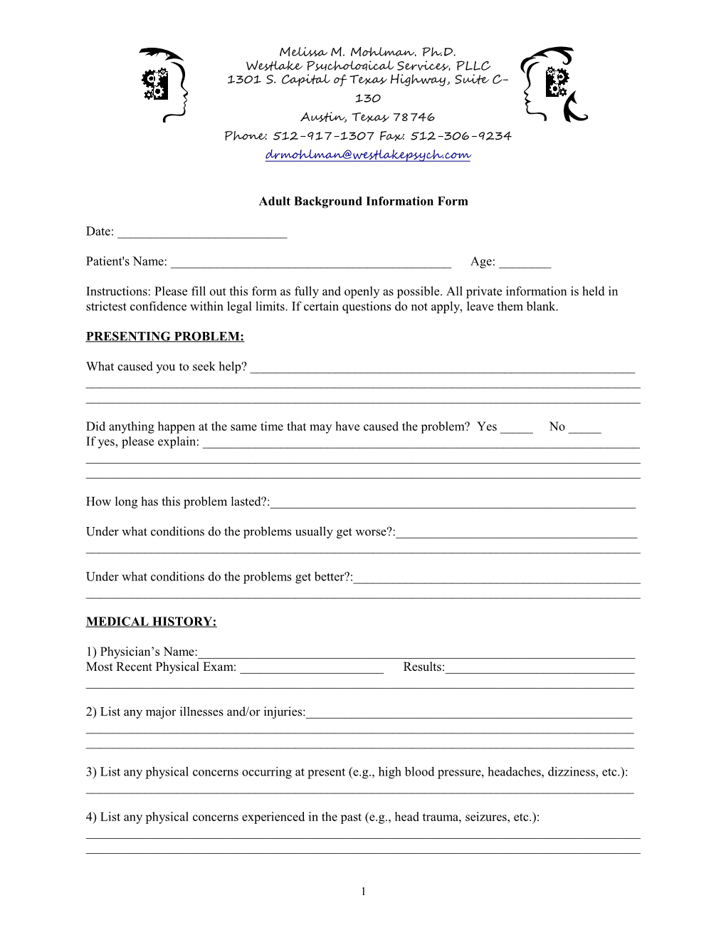 Adult Background Information Form