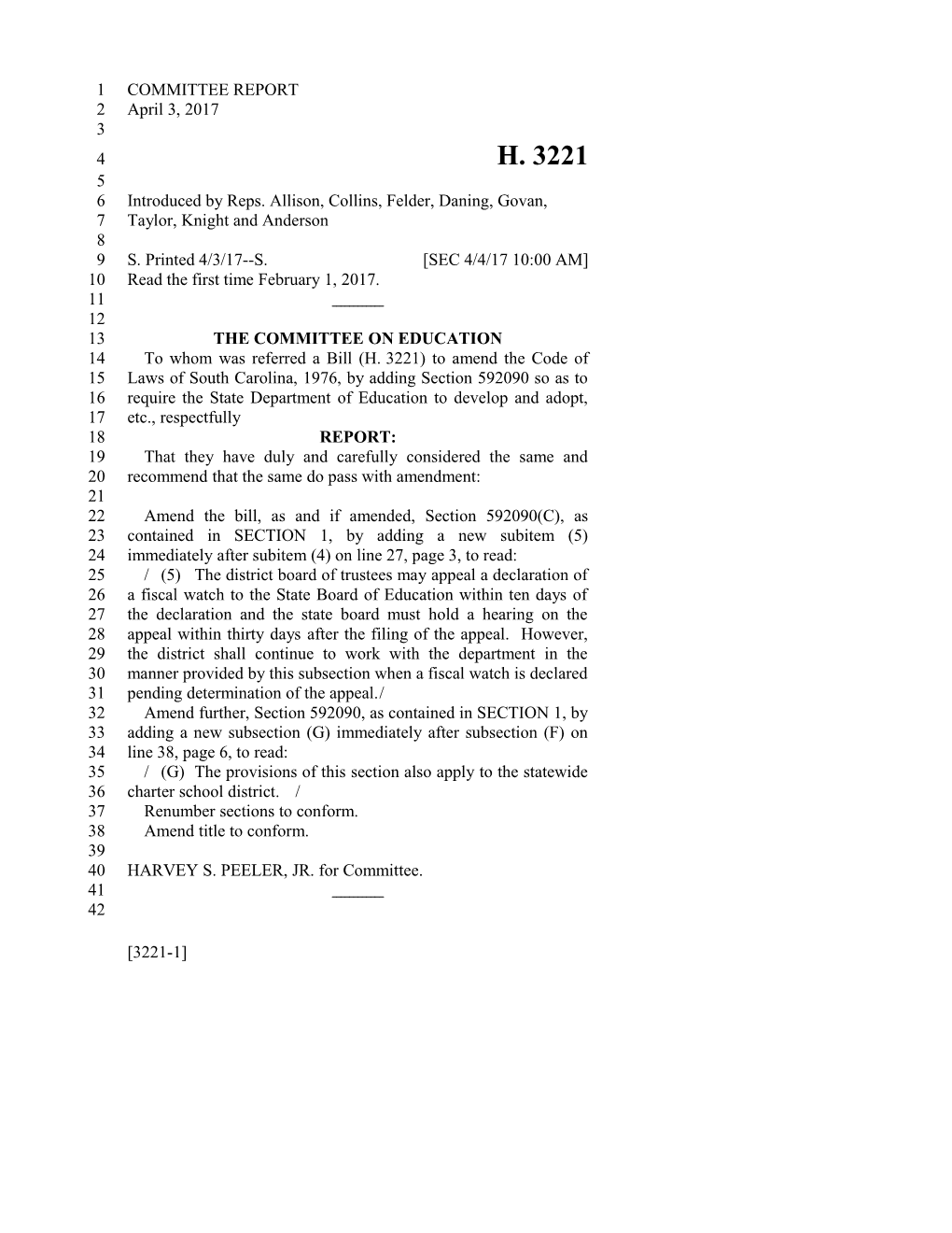 2017-2018 Bill 3221 Text of Previous Version (Apr. 4, 2017) - South Carolina Legislature Online