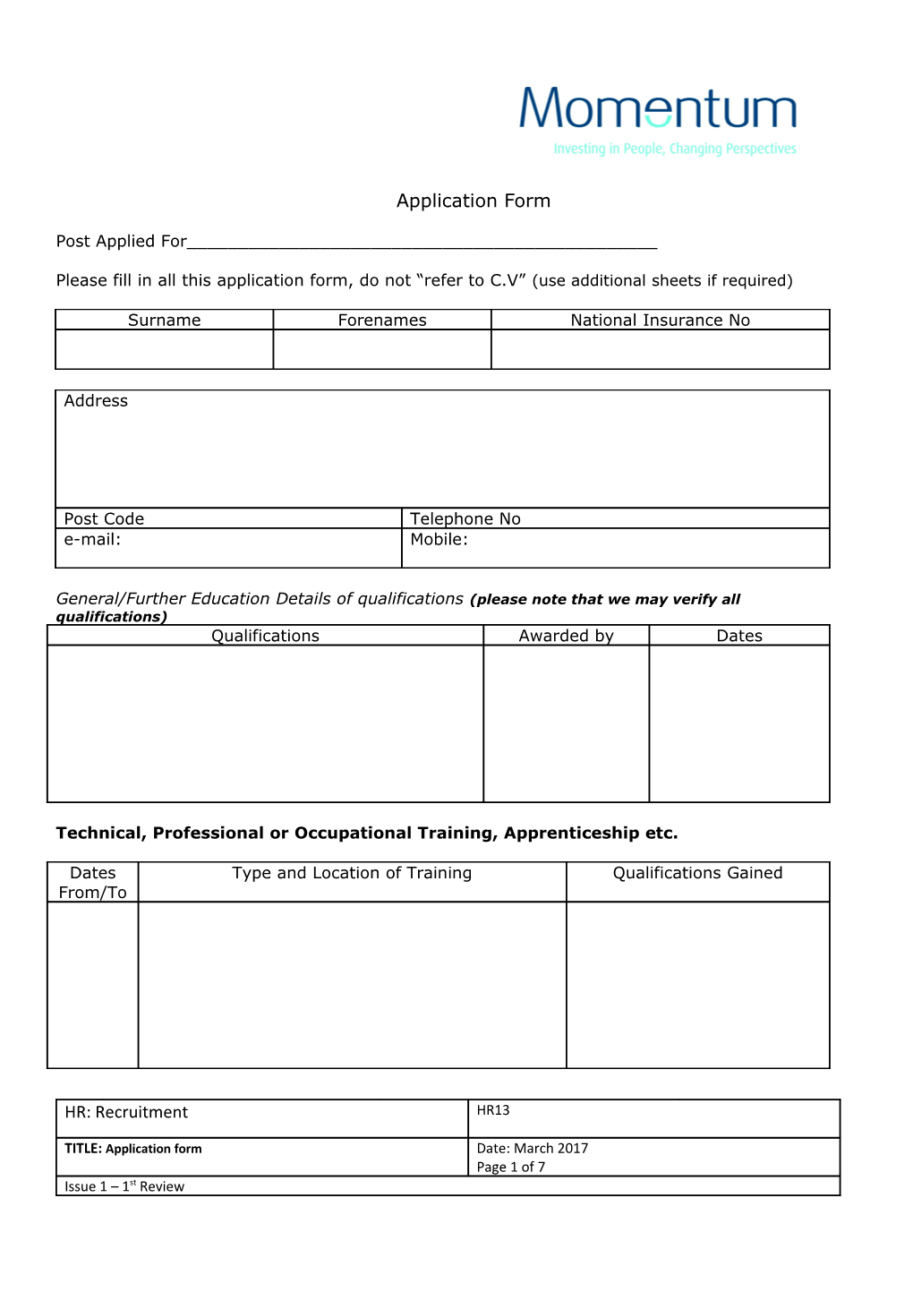 Application Form s76