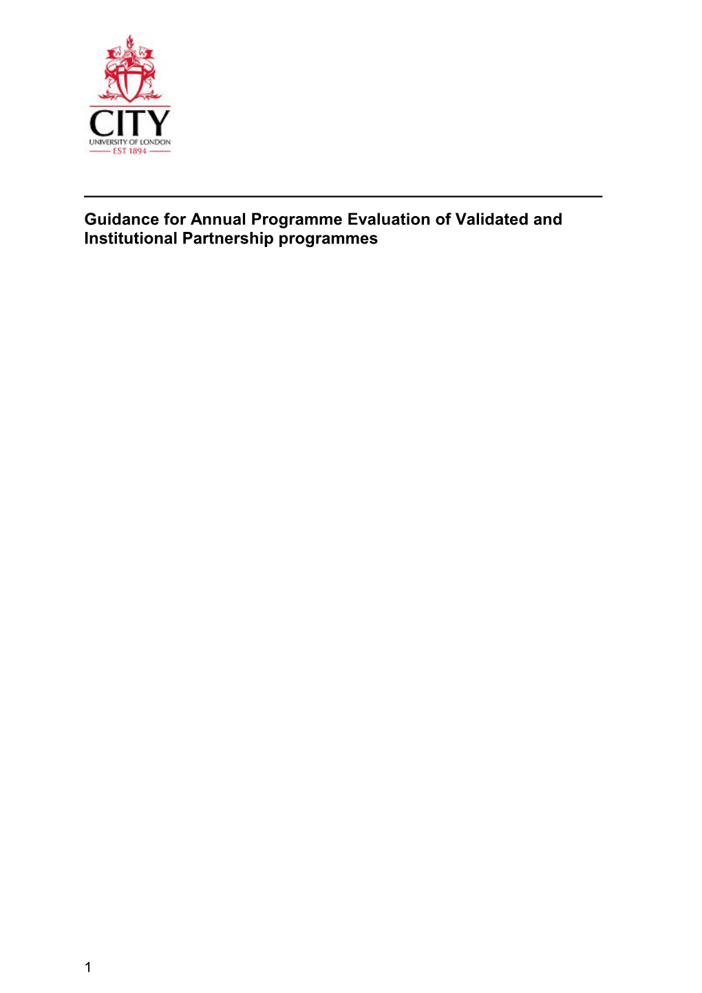 Guidance for Annual Programme Evaluation of Validated and Institutional Partnership Programmes