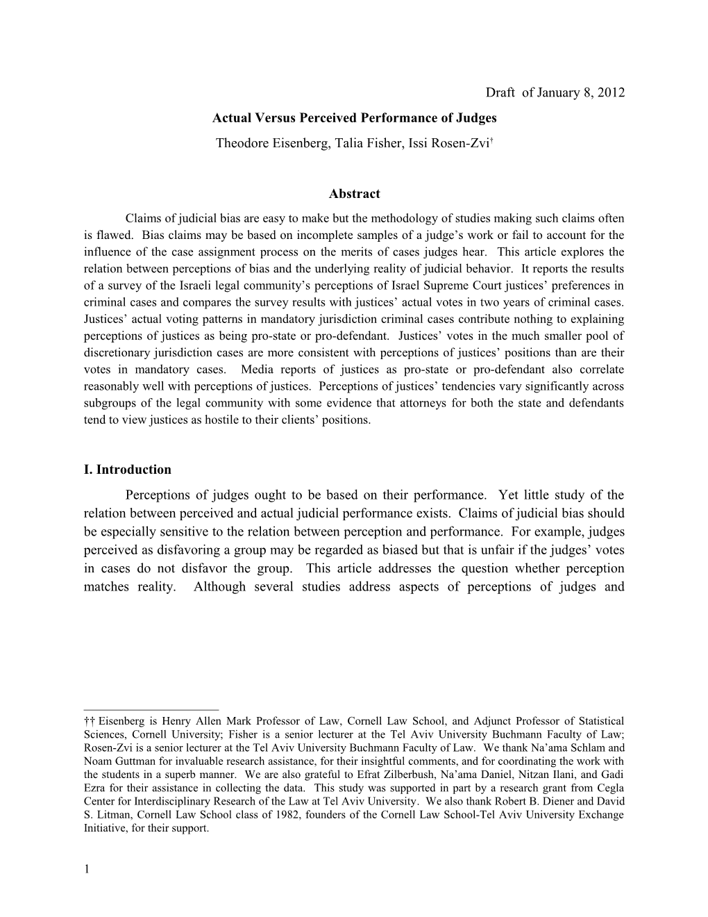 Actual Versus Perceived Performance of Judges