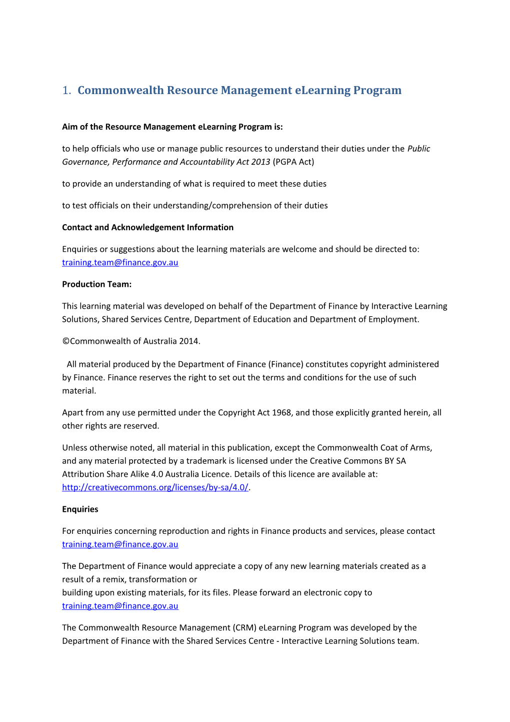 Commonwealth Resource Management Elearning Program