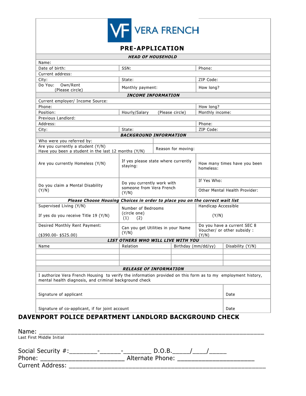 Davenport Police Department Landlord Background Check