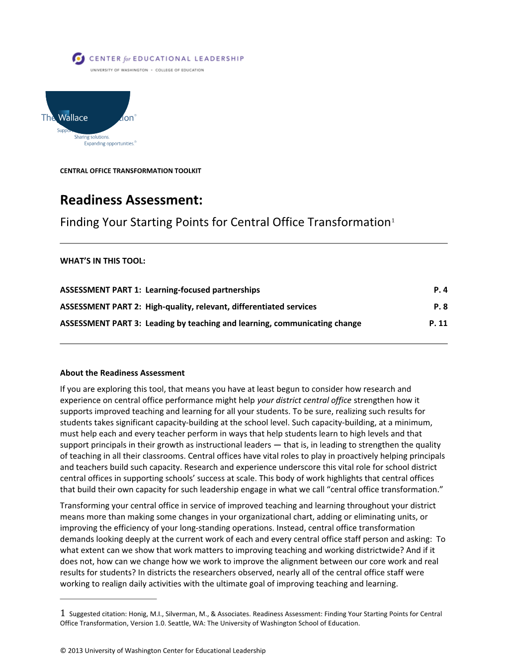 Central Office Readiness Assessment