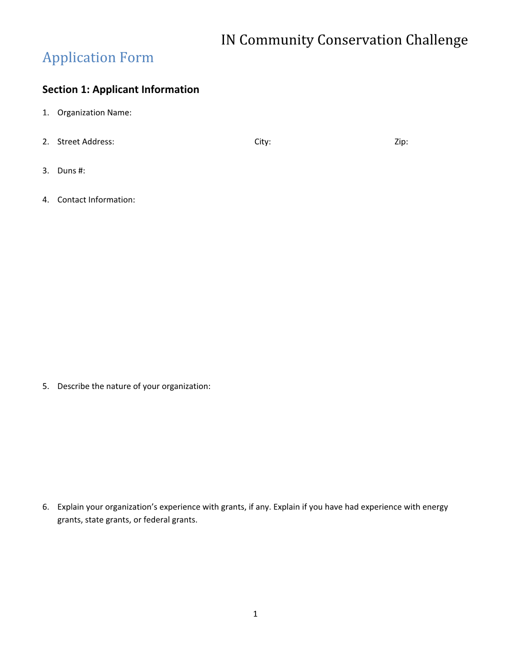 Section 1: Applicant Information