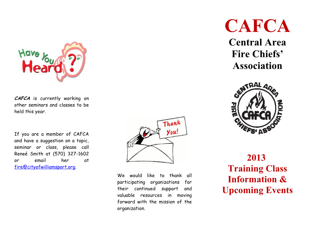 CAFCA Is Currently Working on Other Seminars and Classes to Be Held This Year