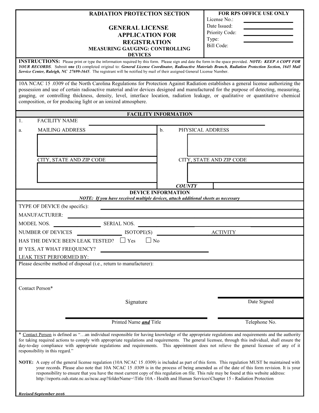 General License Application Form