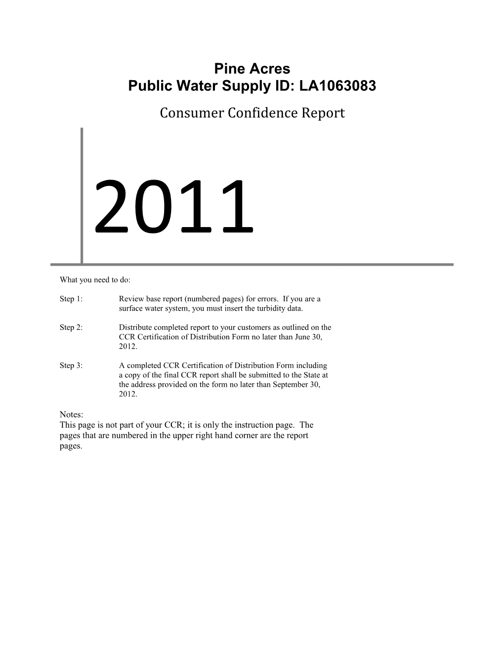 Public Water Supply ID: LA1063083