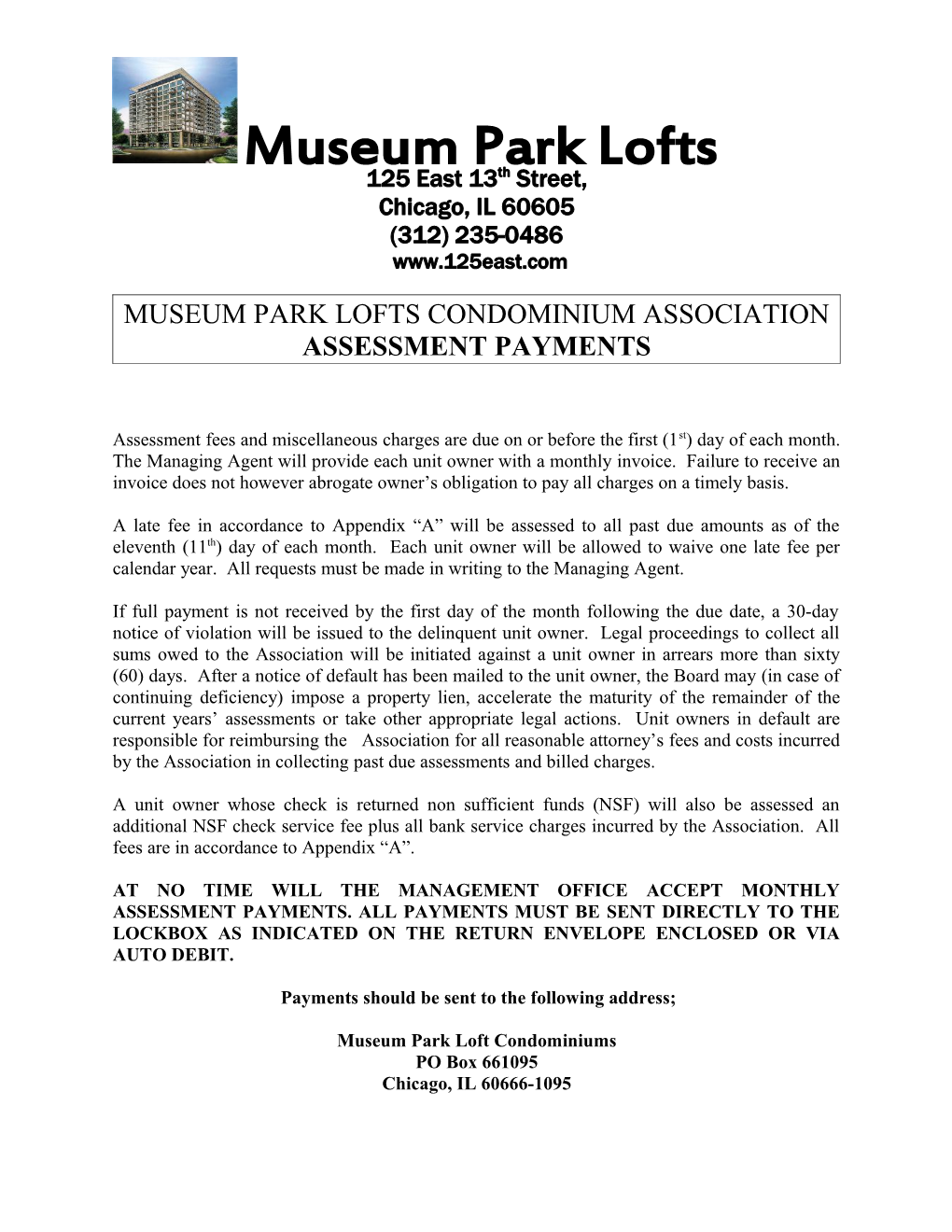 Museum Park Lofts Condominium Association