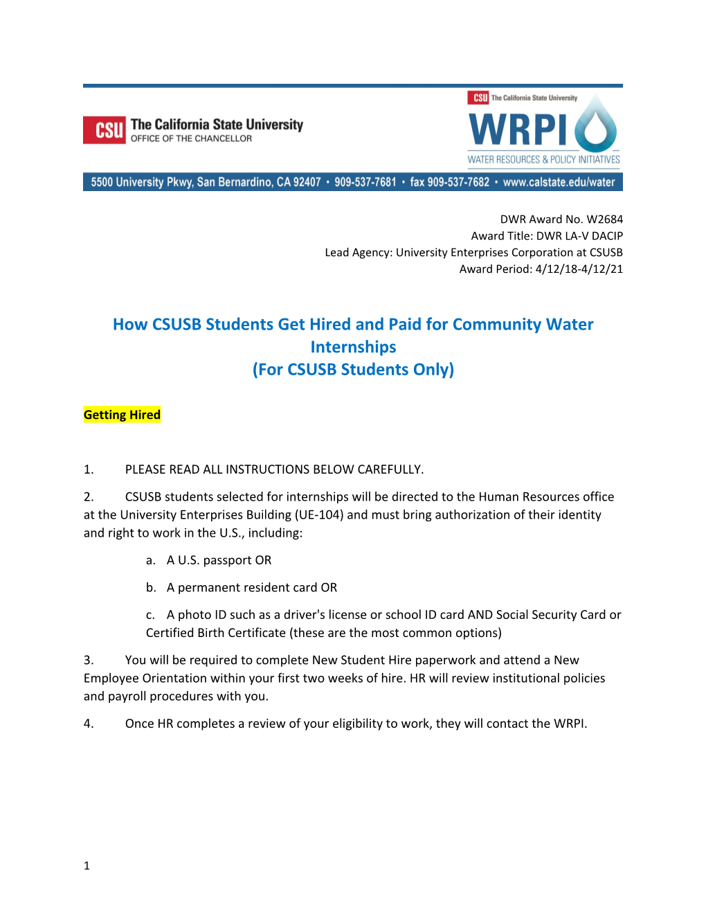 How CSUSB Students Get Hired and Paid for Community Water Internships