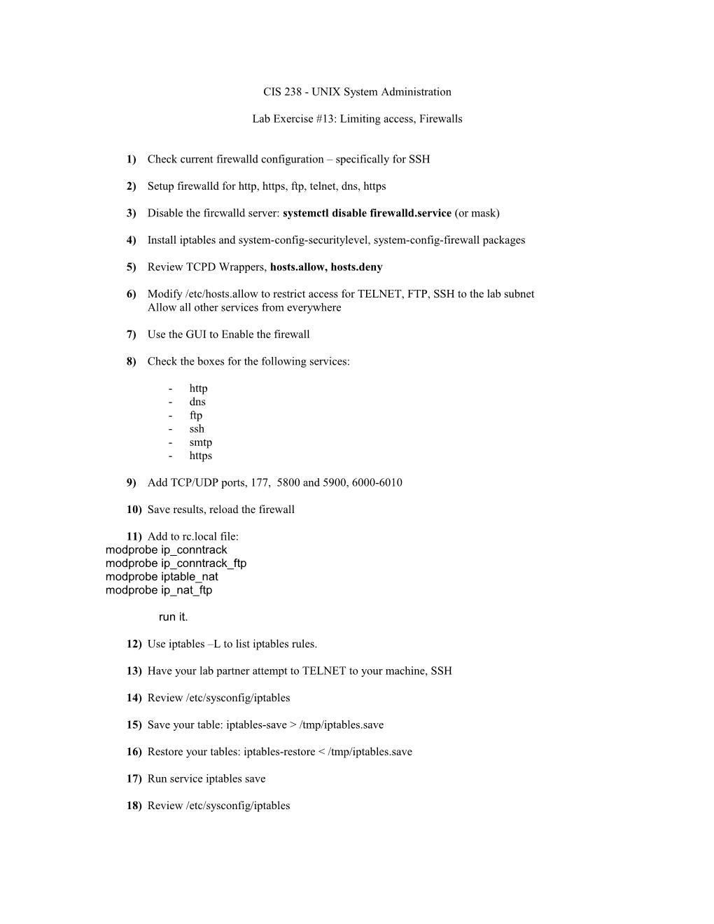 CIS 238 - UNIX System Administration