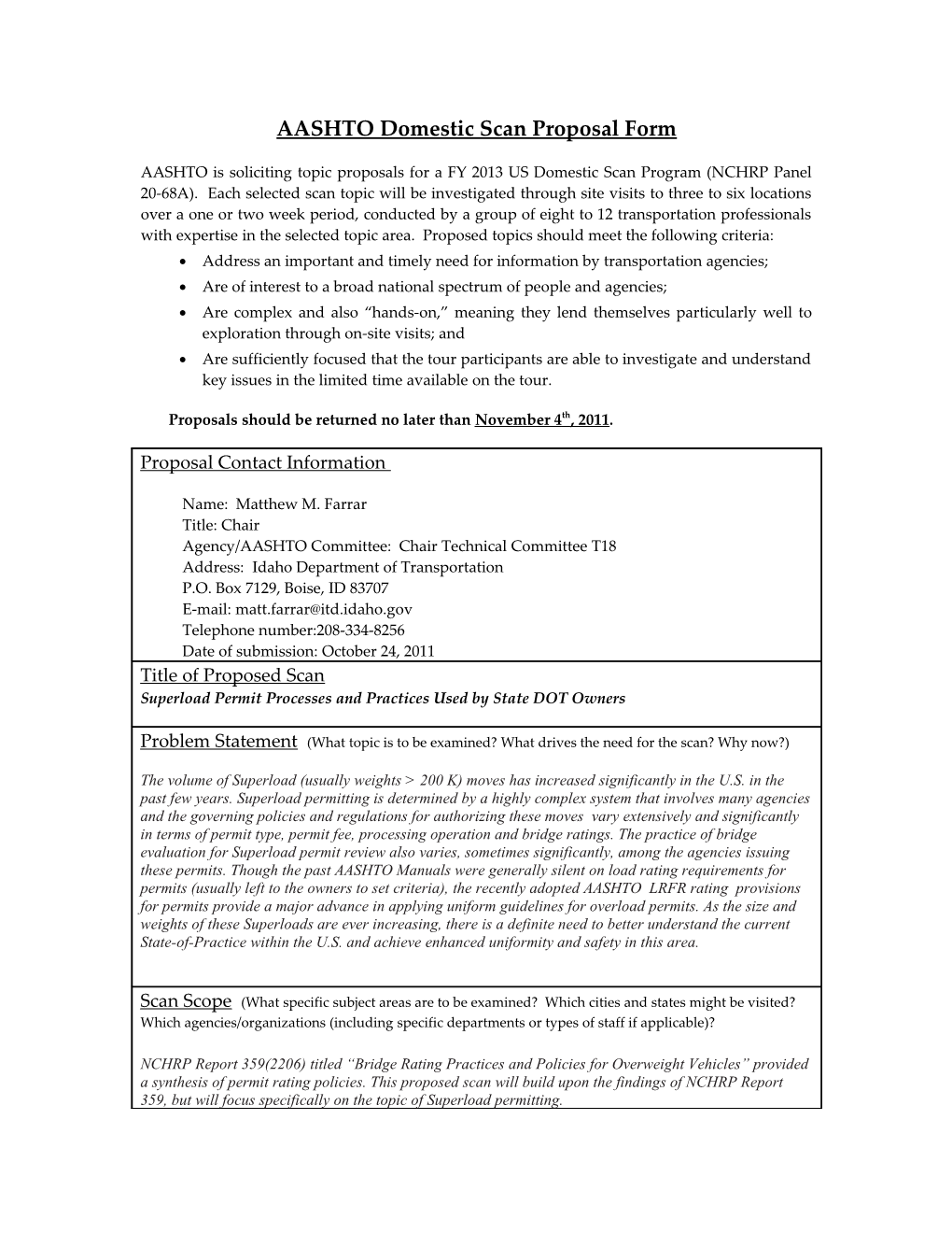 AASHTO Domestic Scan Proposal Form s3