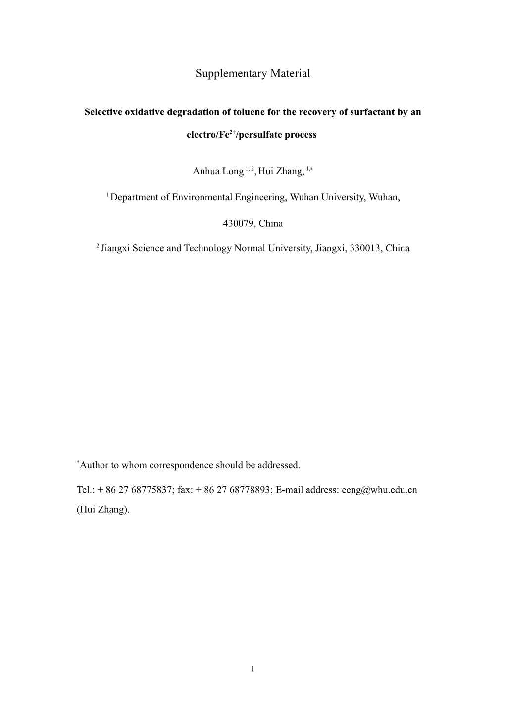 Selective Oxidative Degradation of Toluene for the Recovery of Surfactant by An